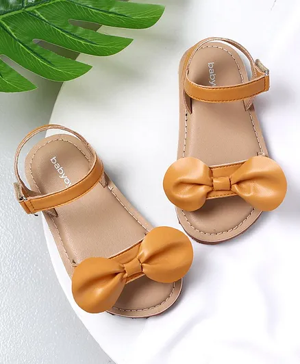 Babyoye Sandals with Backstrap Bow Detail - Yellow