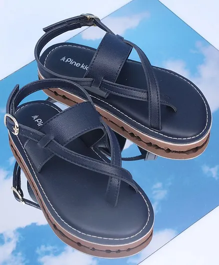 Pine Kids Ethnic Wear Sandals - Navy Blue
