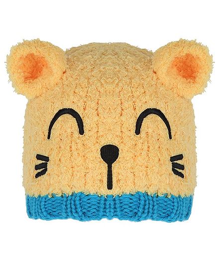 Tiekart Warm Baby Animal Face Design Cap - Circumference 40cm - Yellow & Blue