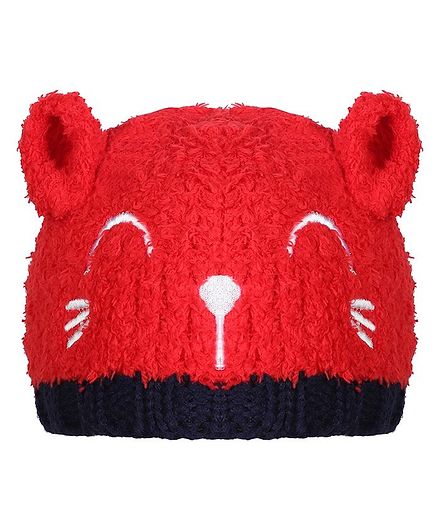 Tiekart Warm Baby Animal Face Design Cap - Circumference 40cm - Red & Blue