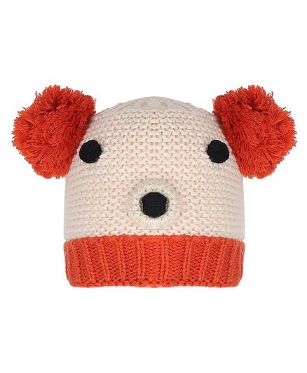 Tiekart Warm Animal Face Design Cap - Circumference 38cm - Cream & Orange