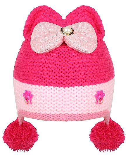 Tiekart Bow Design Warm Bow Design Cap - Circumference 44cm - Pink