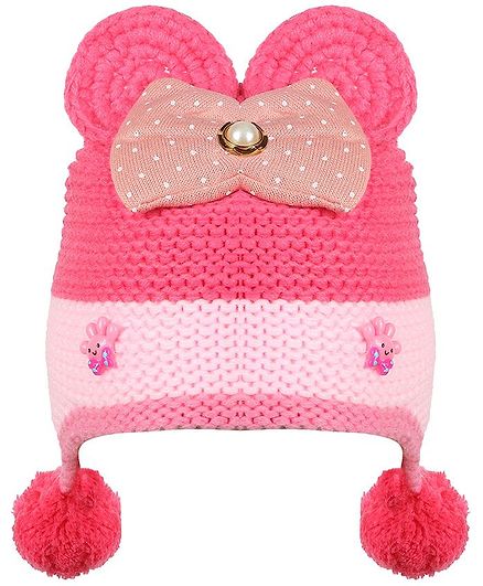 Tiekart Bow Design Warm Bow Design Cap - Circumference 44cm - Pink