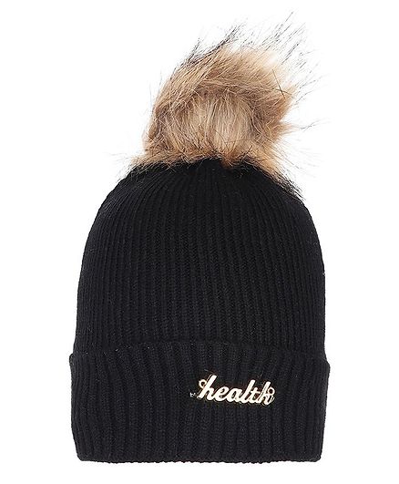 Tiekart Fur Cluster Design Warm Baby Cap - Black