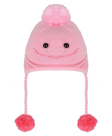 Tiekart Pom Pom & Smile Design Warm Baby Cap - Pink