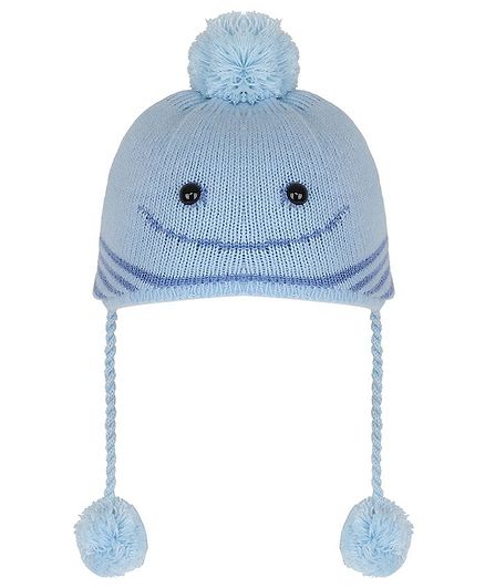 Tiekart Pom Pom & Smile Design Warm Baby Cap - Blue