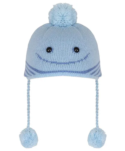 Tiekart Pom Pom & Smile Design Warm Baby Cap - Blue