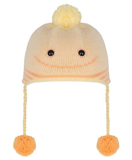 Tiekart Pom Pom & Smile Design Warm Baby Cap - Yellow