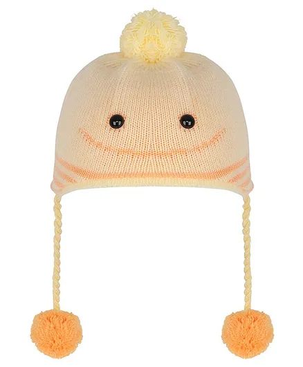 Tiekart Pom Pom & Smile Design Warm Baby Cap - Yellow
