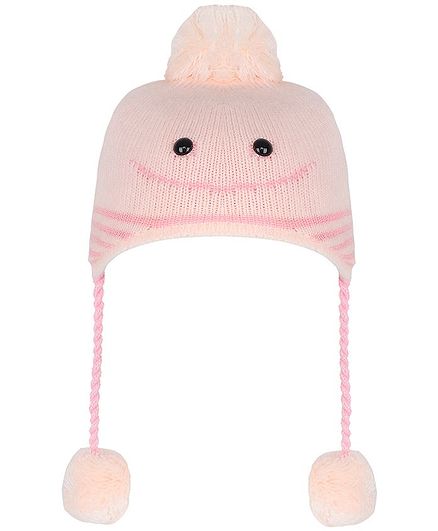 Tiekart Pom Pom & Smile Design Warm Baby Cap - Light Pink