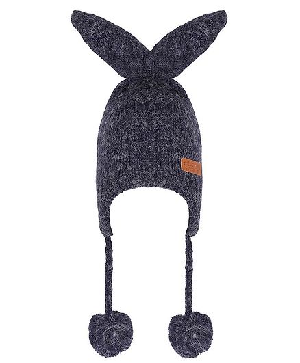 Tiekart Bunny Ear Applique Pom Pom Detailing Cap - Blue
