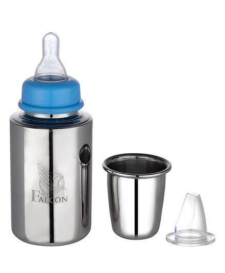 Falcon Narrow Mouth Stainless Steel Feeding Bottle Blue - 200 ml