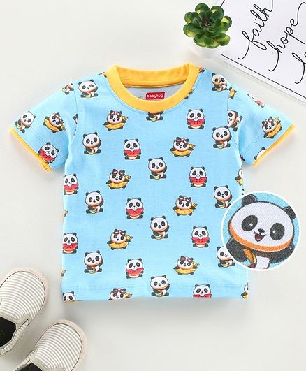 Babyhug Half Sleeves Tee Panda Print - Blue
