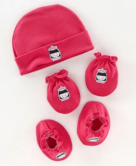 Ben Benny Cap Mittens & Booties Set Princess Patch Pink - Diameter 11 cm