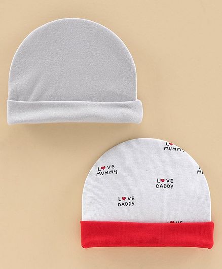 Ben Benny Baby Cap Pack of 2 Grey Red - Diameter 8.5 cm