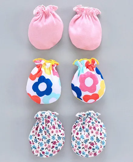 Ben Benny Solid & Printed Mittens Pack of 3 - Multicolour