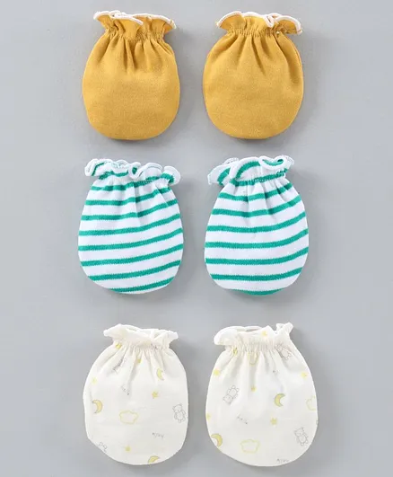Ben Benny Solid & Printed Mittens Pack of 3 - Multicolor