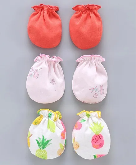 Ben Benny Solid & Printed Mittens Set of 3 Pairs - Pink