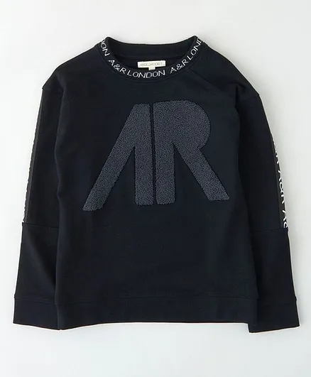Angel & Rocket Full Sleeves AR Design Sweatshirt - Black