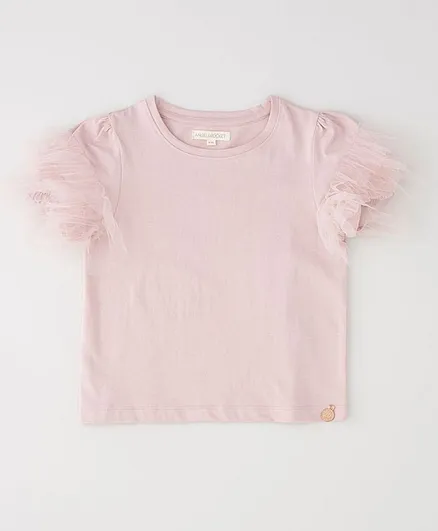 Angel & Rocket Short Sleeves Solid Color Top - Pink