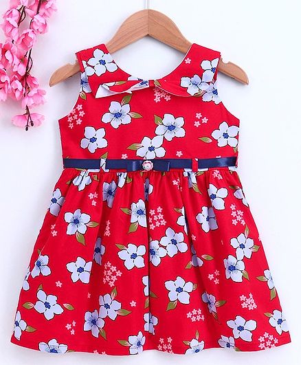 Twetoons Sleeveless Frock Floral Print - Red