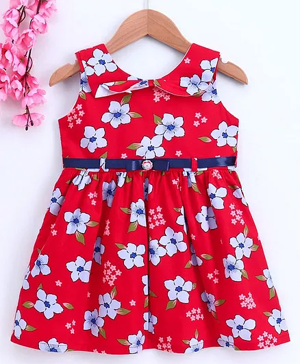 Twetoons Sleeveless Frock Floral Print - Red