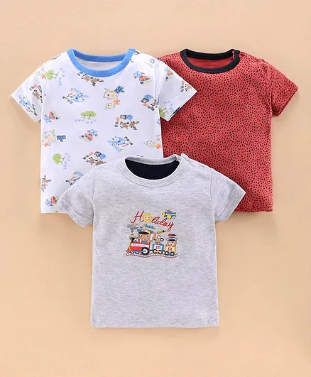 Kidi Wav Multi Print Full Sleeves T-Shirt Pack Of 3 - Grey