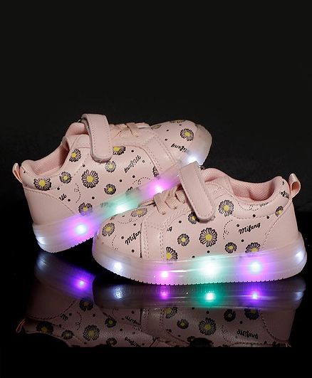 PASSION PETALS Flowers Printed LED Shoes - Pink