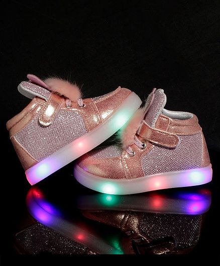 PASSION PETALS Bunny Pom Pom LED Shoes - Light Pink
