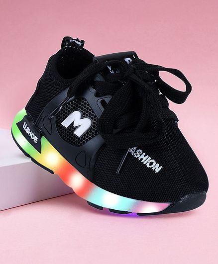 PASSION PETALS Fashion Printed LED Shoes - Black