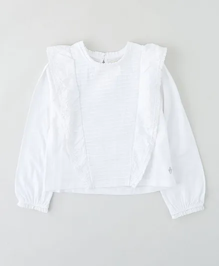 Angel & Rocket Full Sleeves Frilled Top - White