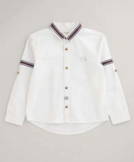Angel & Rocket Full Sleeves Arm Band Solid Color Shirt - White