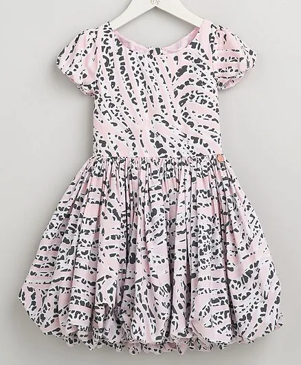 Angel & Rocket Short Sleeves Animal Print Dress - Pink