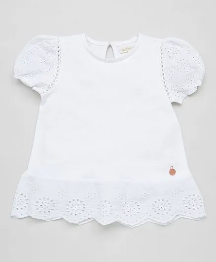 Angel & Rocket Short Sleeves Solid Colour Top - White