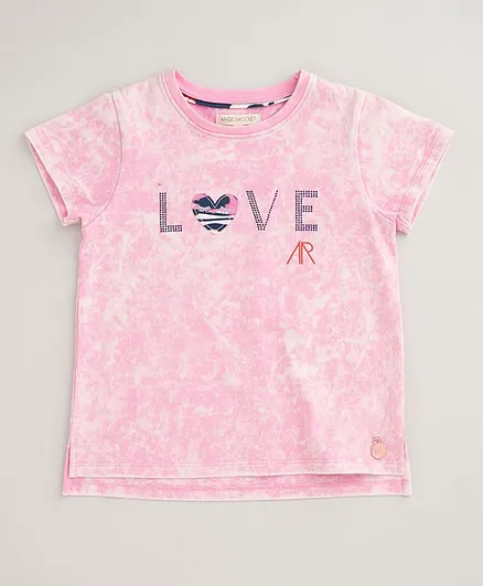 Angel & Rocket Short Sleeves Love Print Tee - Pink