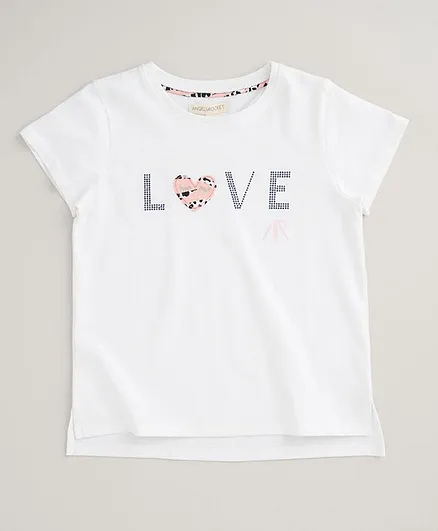 Angel & Rocket Short Sleeves Love Print Tee - White