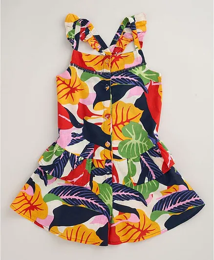 Angel & Rocket Sleeveless Tropical Print Dress - Multi Color