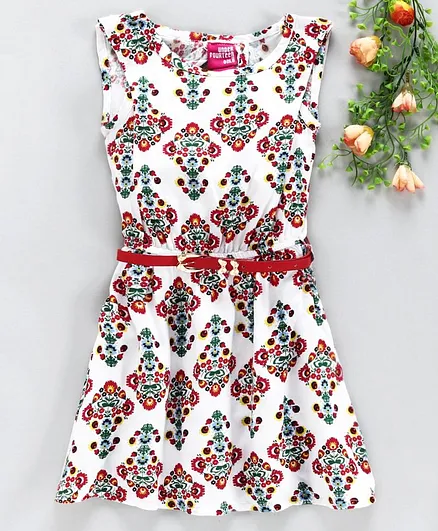 Under Fourteen Only Sleeveless Floral Print Dress - White