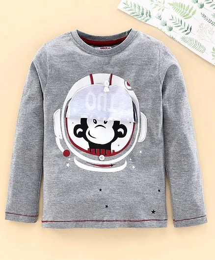 Under Fourteen Only Full Sleeves Space Out Printed Tee - Grey