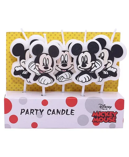 Funcart Mickey Mouse Cake Topper Candles Black - Pack of 5