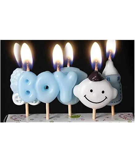 Funcart Baby Shower Cake Topper Candles Blue - Pack of 5