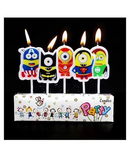 Funcart Superhero Avenger Cake Topper Candles Multicolour - Pack of 5