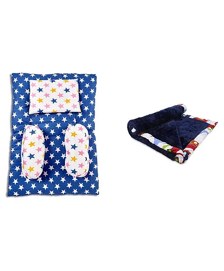 Soul Fiber 100% Cotton Reversible Baby Bedding Set With Blanket Star Print- Orange