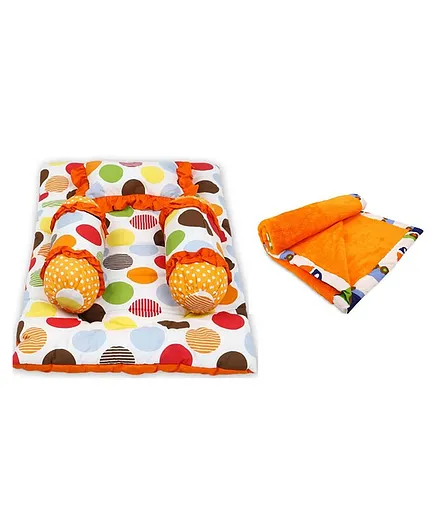 Soul Fiber 100% Cotton Baby Bedding Set with Blanket Polka Dot Print - Multicolor