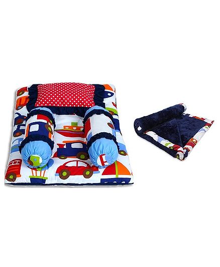 Soul Fiber 100% Cotton Baby Bedding Set with Blanket Car Print - Blue