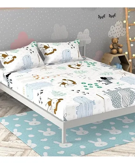 Soul Fiber 100% Cotton Double Bedsheet with 2 Pillow Covers - White