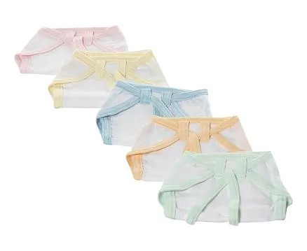 Tinycare Cloth Nappy String Tie Up Newborn - Set Of 5 (Color May Vary)