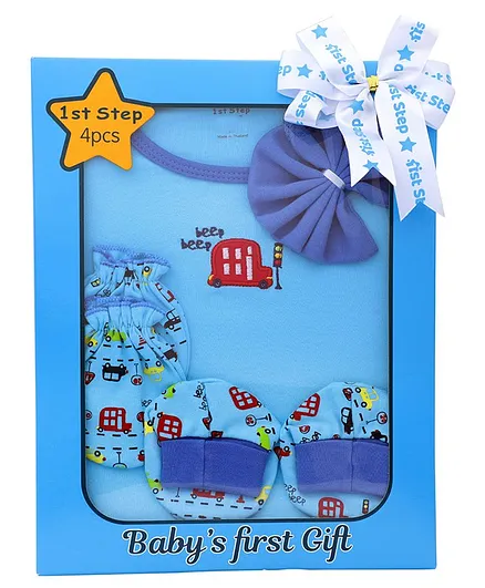 1st Step Cotton Baby Gift Set Pack of 4 - Blue