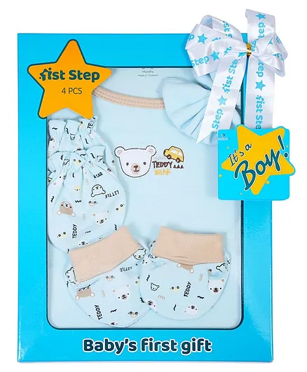 1st Step Cotton Baby Gift Set Pack of 4 - Blue