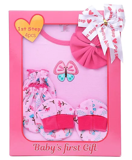 1st Step Cotton Baby Gift Set Pack of 4 - Pink